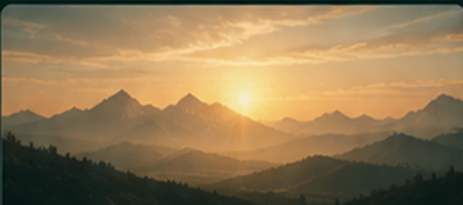 Sunrise over distant mountains